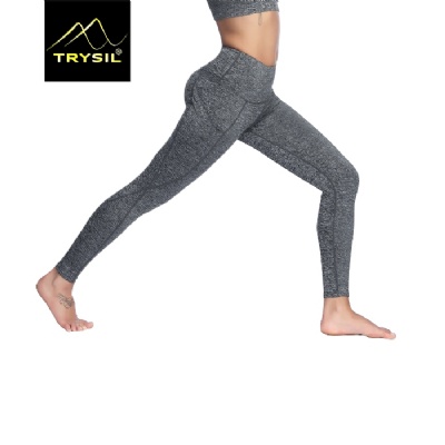 WOMEN GREY PLAIN YOGA LEGGINGS BLANK GYM TROUSERS WORKOUT PANTS